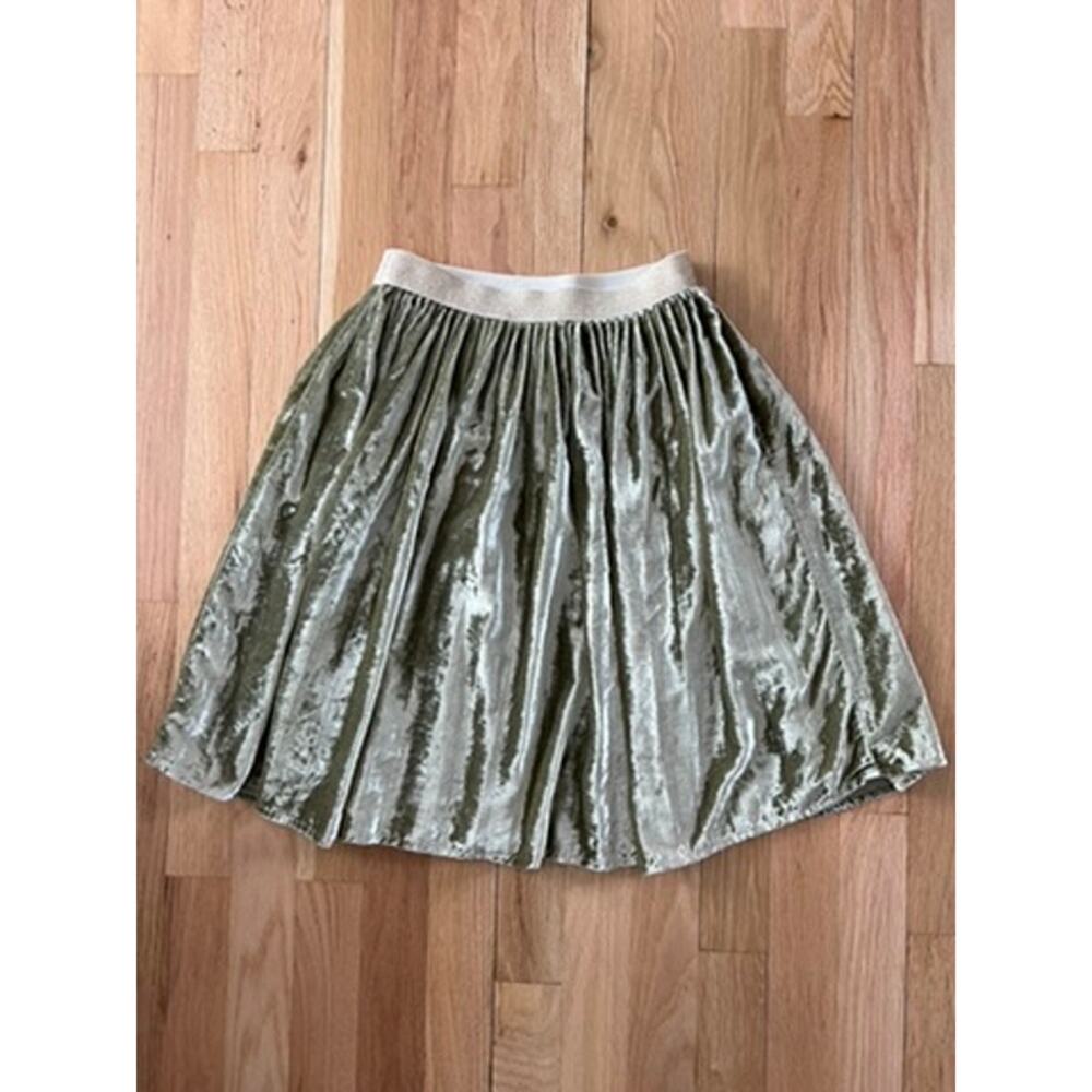 Gymboree Girl Sage Green Gold Crushed Velvet Twirl Midi Glam Holiday (YM 7/8) - Picture 2 of 6